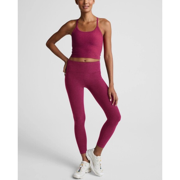 Beyond Yoga Pants - Beyond Yoga Spacedye Mid-Rise Legging in Sangria Heather Size XL